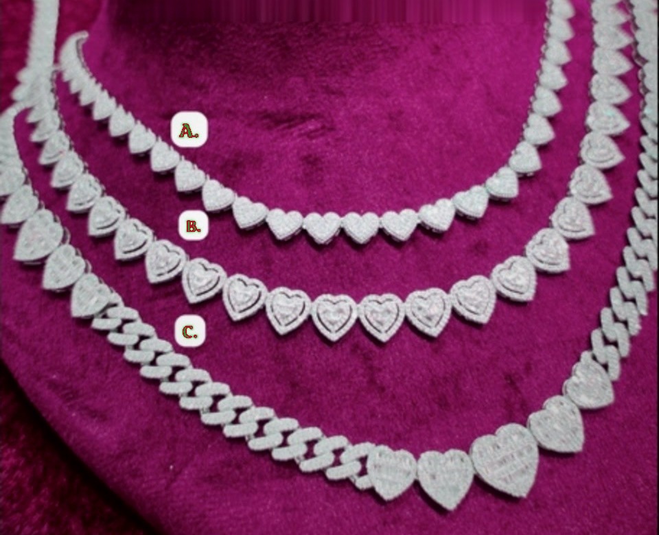 Three silver heart necklace styles